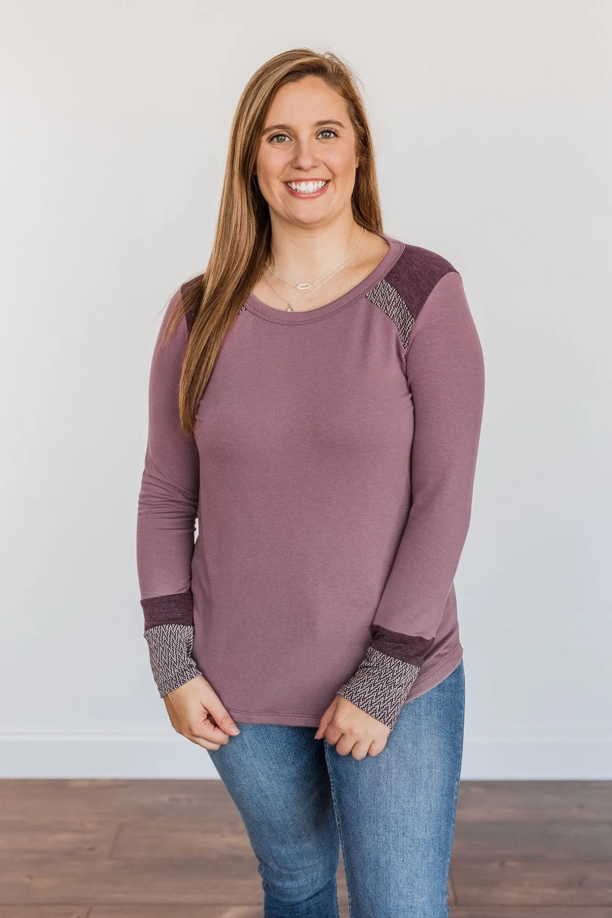 Stepping Out Long Sleeve Top- Light Plum