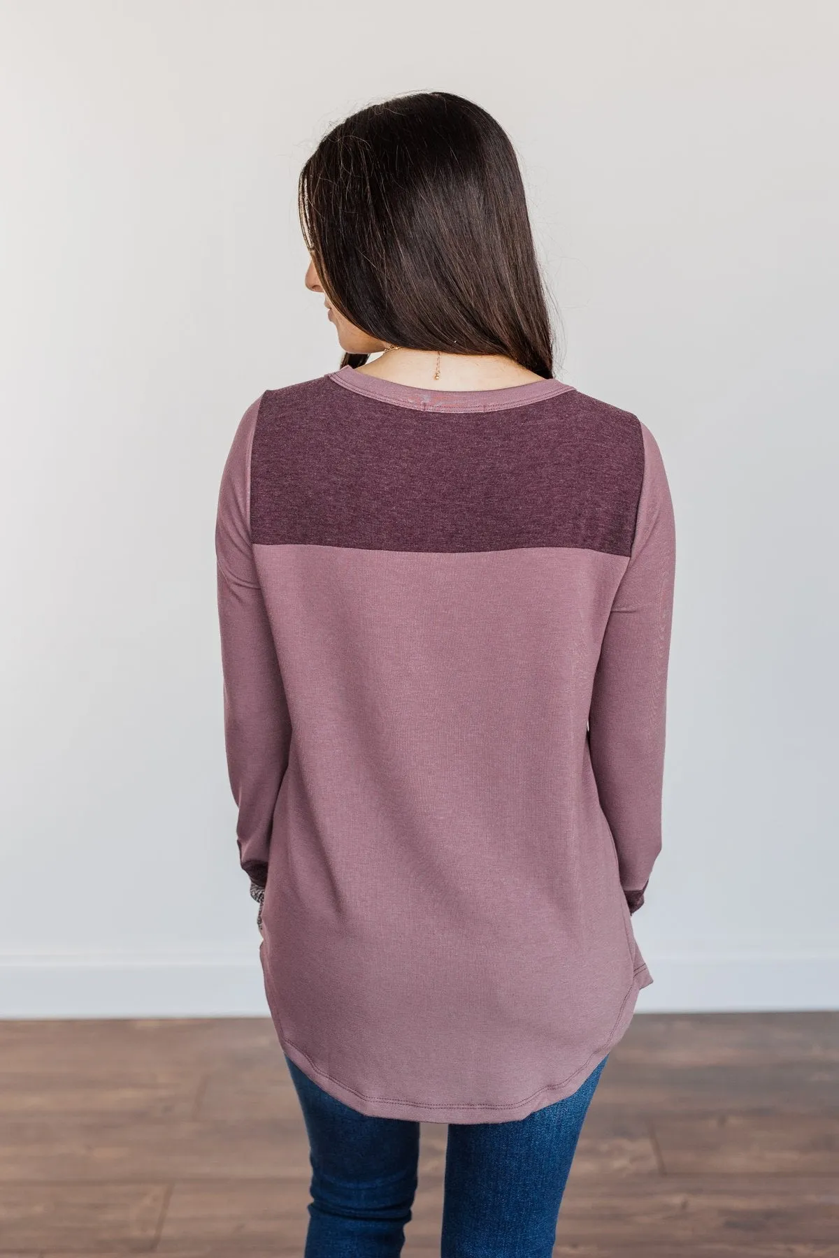 Stepping Out Long Sleeve Top- Light Plum