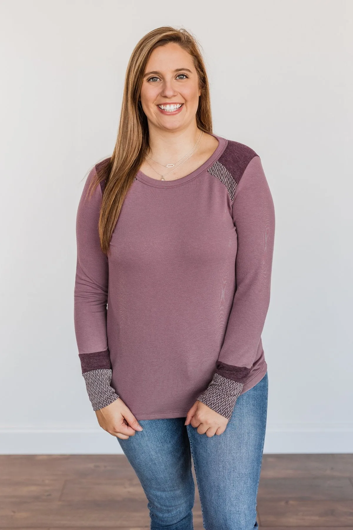 Stepping Out Long Sleeve Top- Light Plum