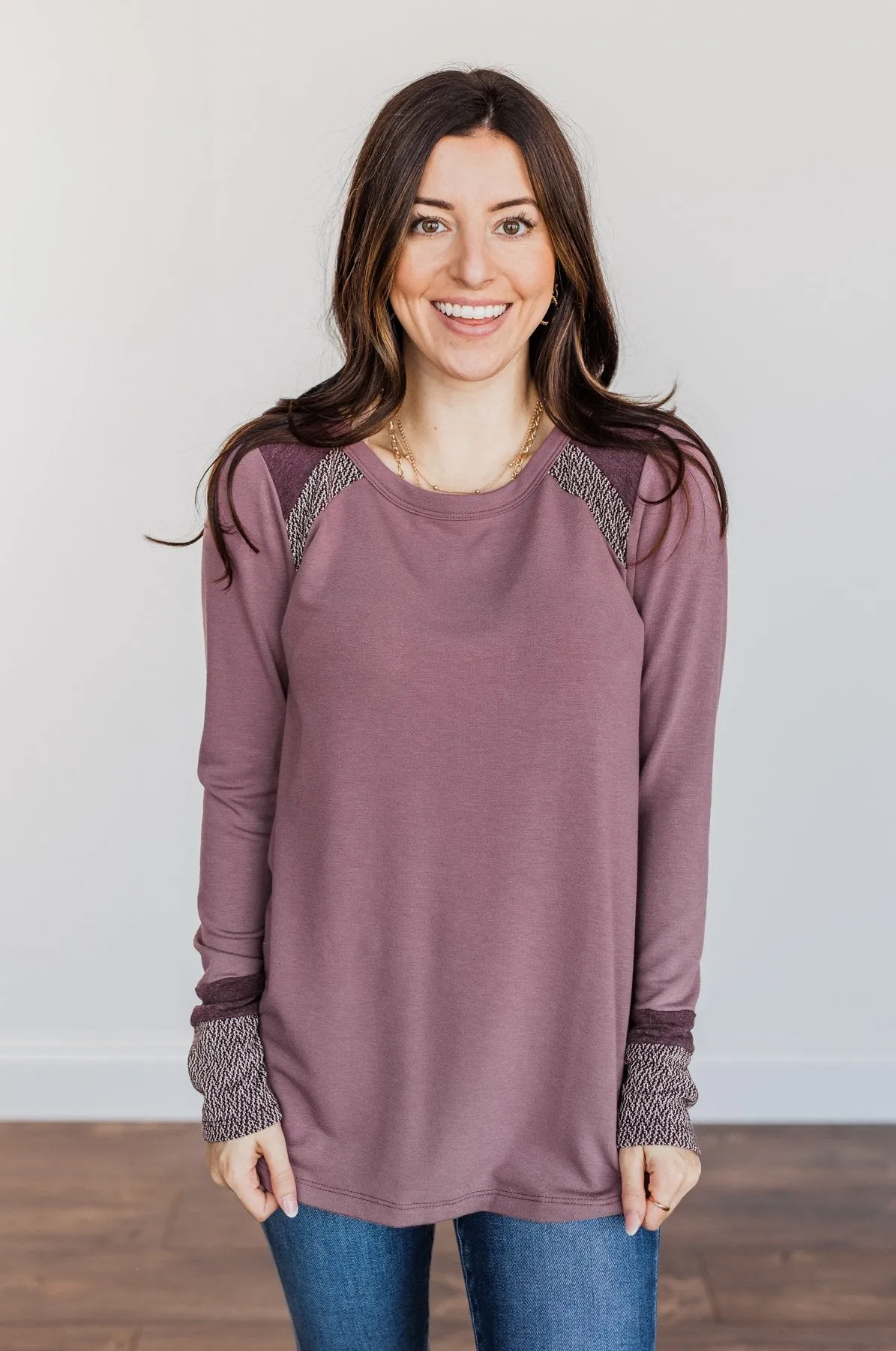 Stepping Out Long Sleeve Top- Light Plum