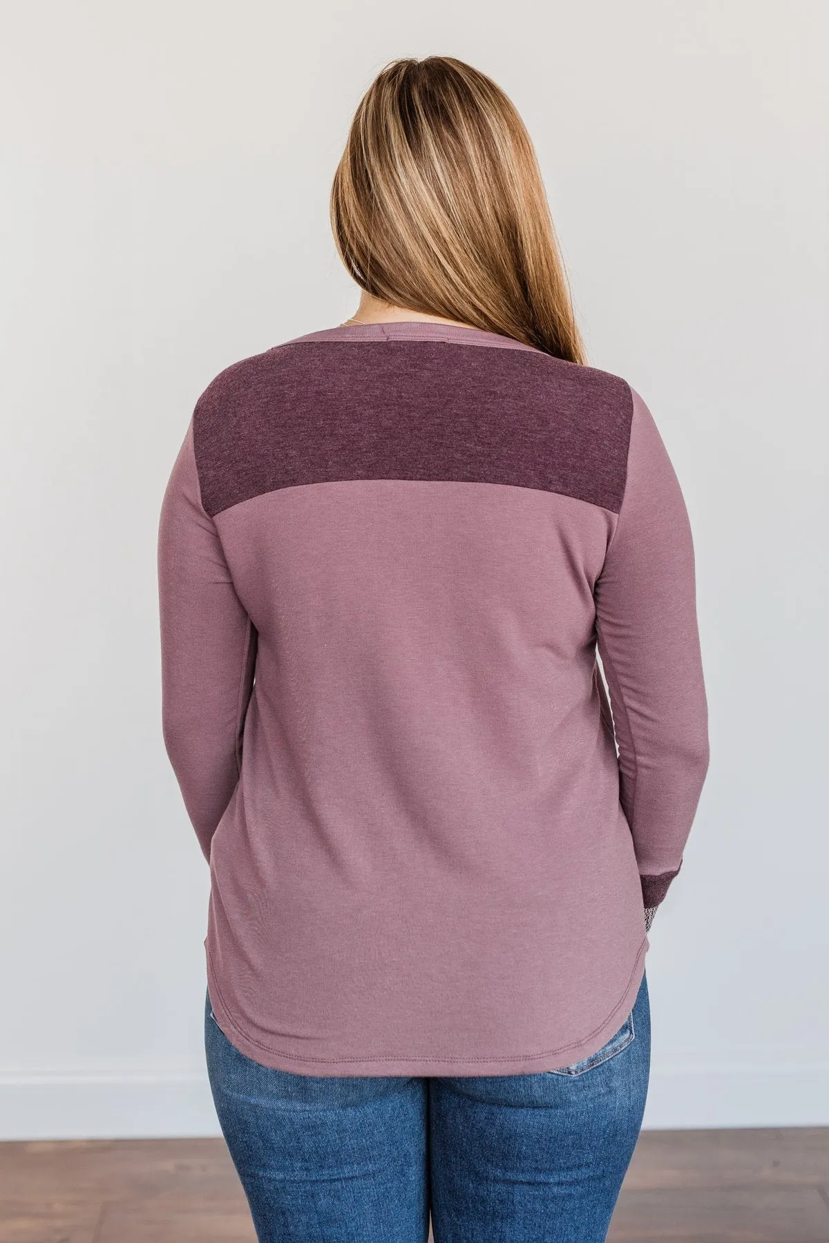 Stepping Out Long Sleeve Top- Light Plum