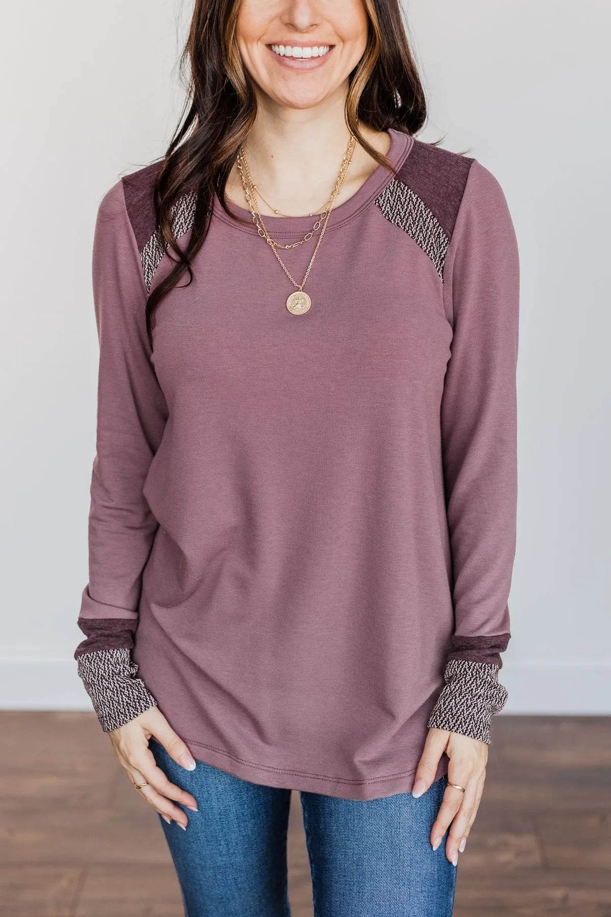 Stepping Out Long Sleeve Top- Light Plum