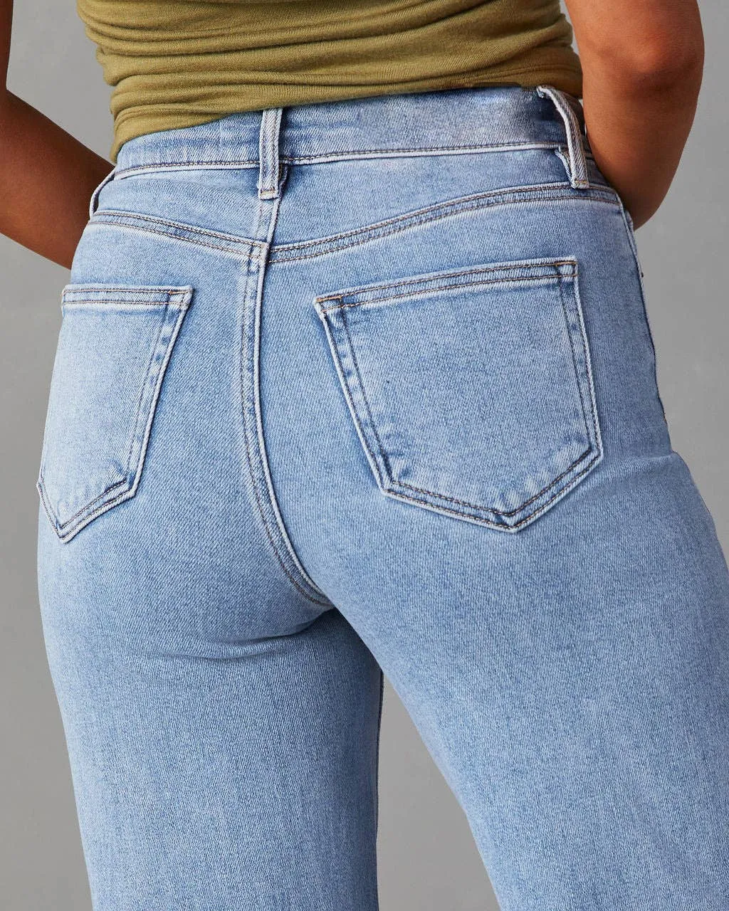 Straight Leg Distressed Hem Jeans