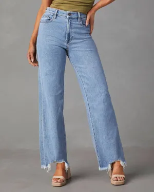 Straight Leg Distressed Hem Jeans