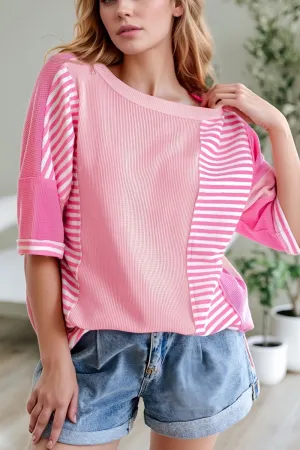 Stripe Color Block Half Sleeve T Shirt