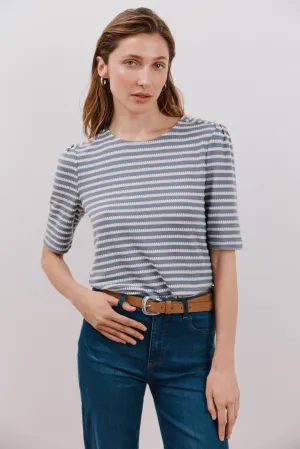 Striped structured t-shirt - Medium Blue