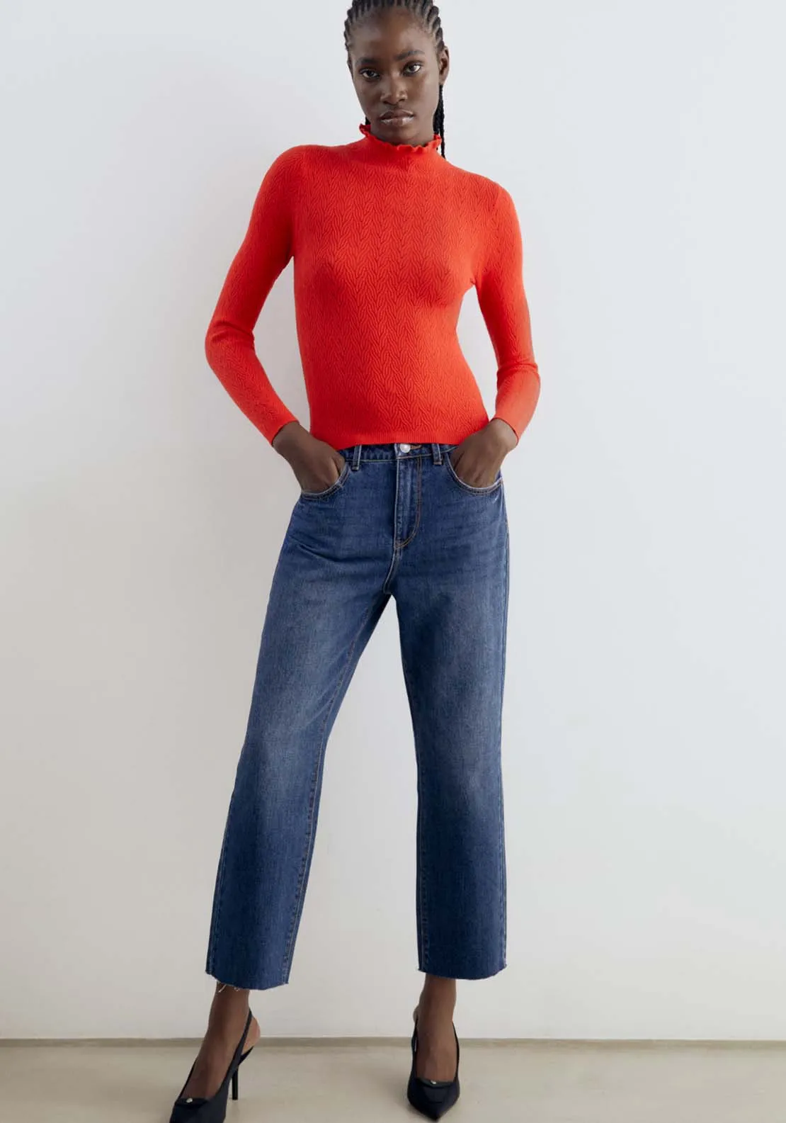 Structured Sweater - Red Floures