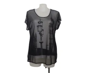 Style & Co British Print Tank with Black Mesh Overlay Size 18