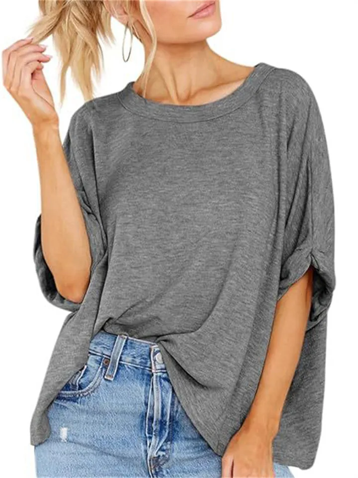 Summer Candy Color Women's Round Neck Short Sleeve T-shirt