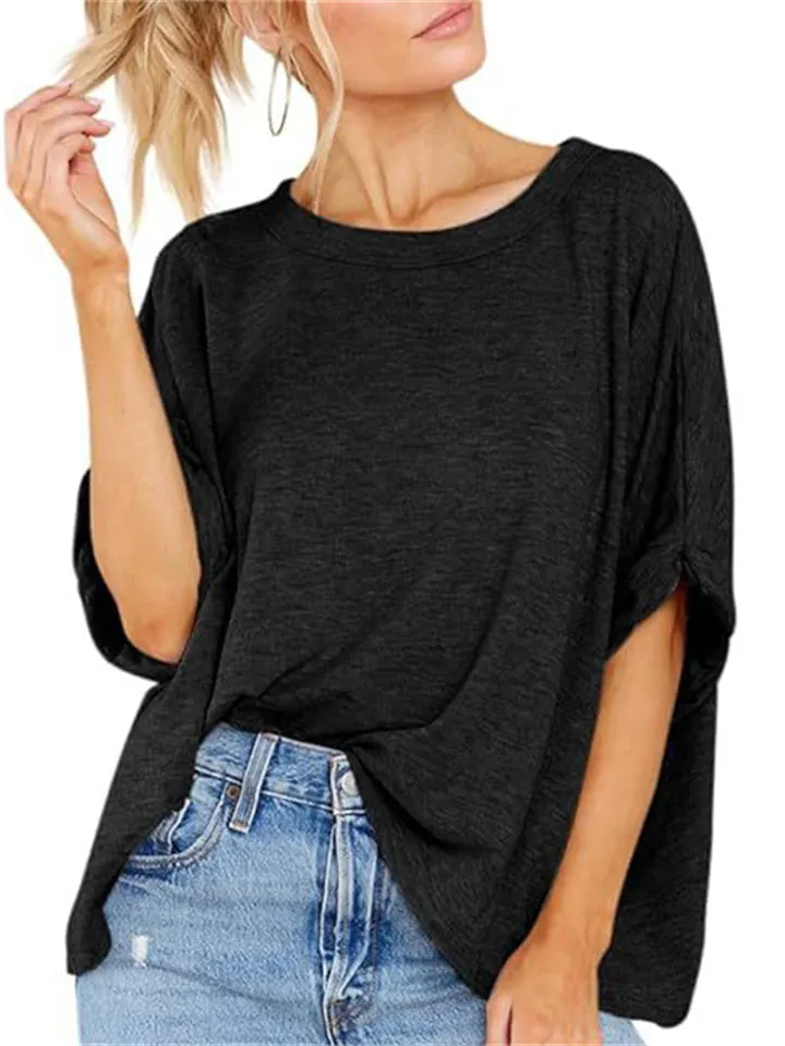 Summer Candy Color Women's Round Neck Short Sleeve T-shirt