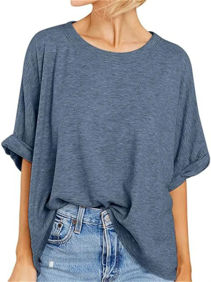 Summer Candy Color Women's Round Neck Short Sleeve T-shirt