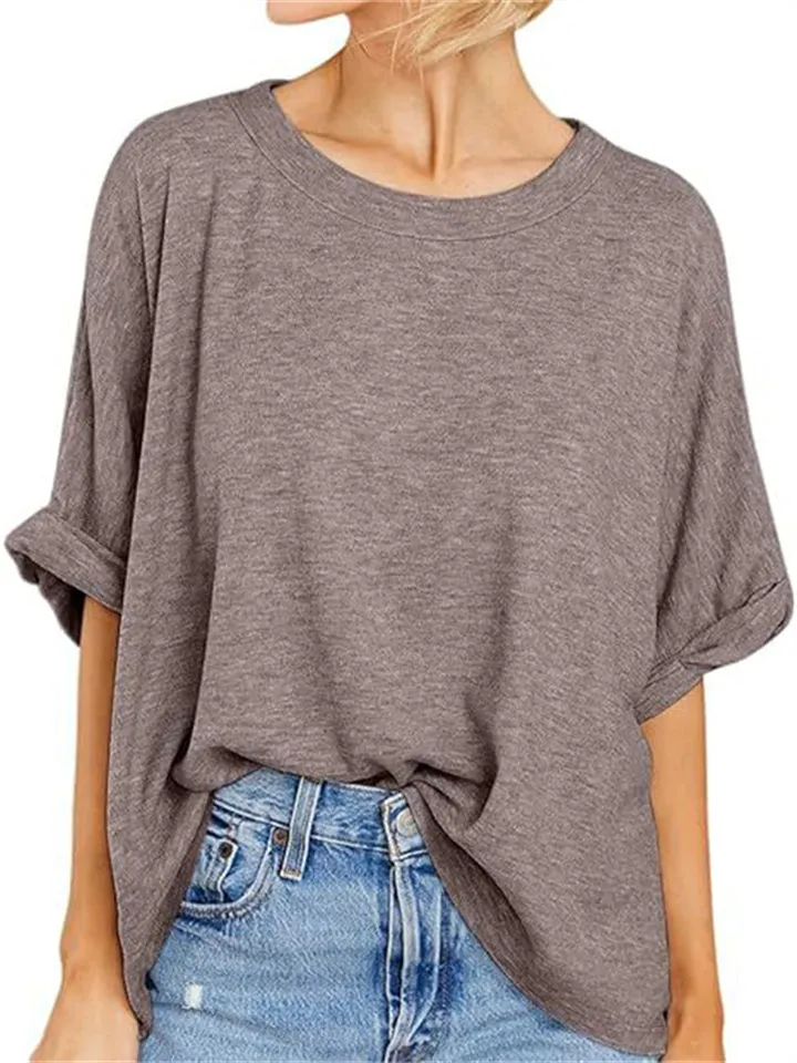Summer Candy Color Women's Round Neck Short Sleeve T-shirt