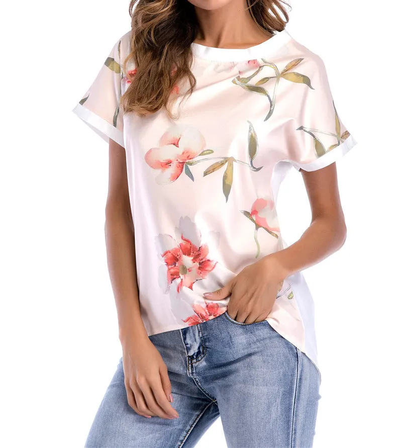 Summer Round Neck Short Sleeve Print T-shirt