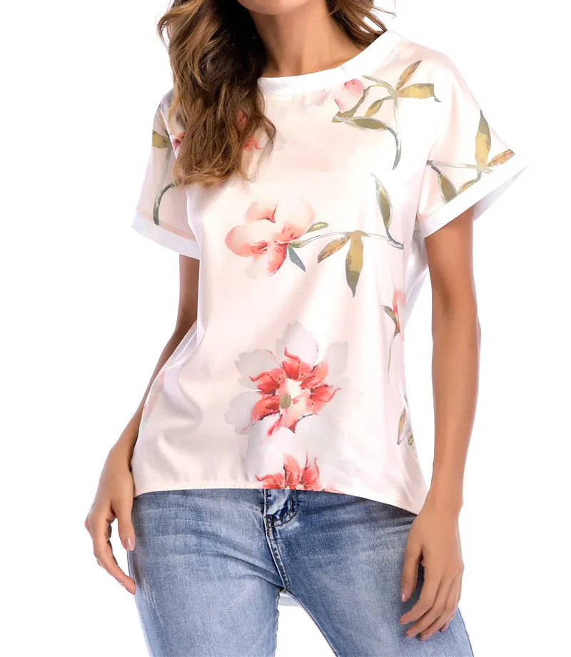 Summer Round Neck Short Sleeve Print T-shirt