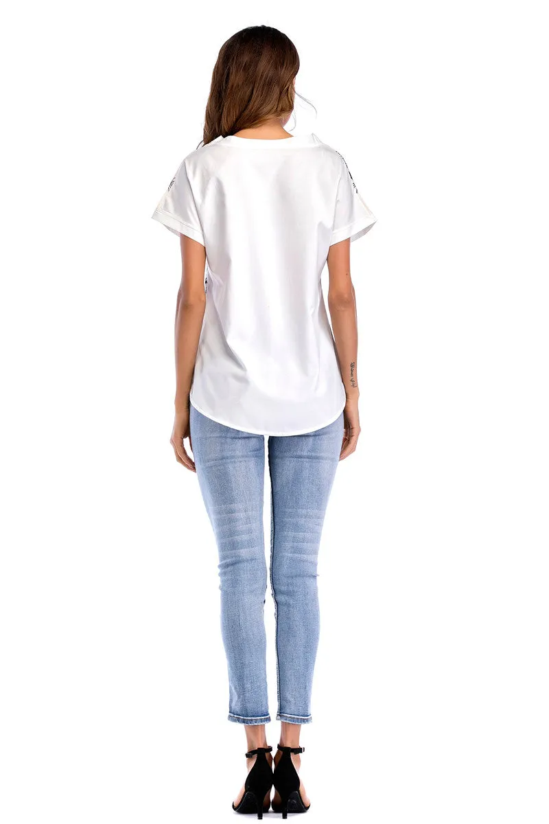 Summer Round Neck Short Sleeve Print T-shirt