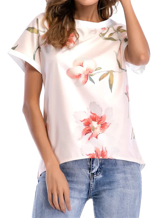 Summer Round Neck Short Sleeve Print T-shirt