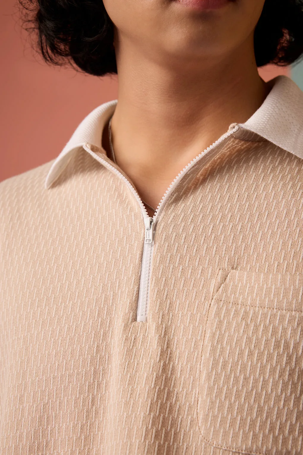 Sunlit Sienna Jacquard Zip Tee