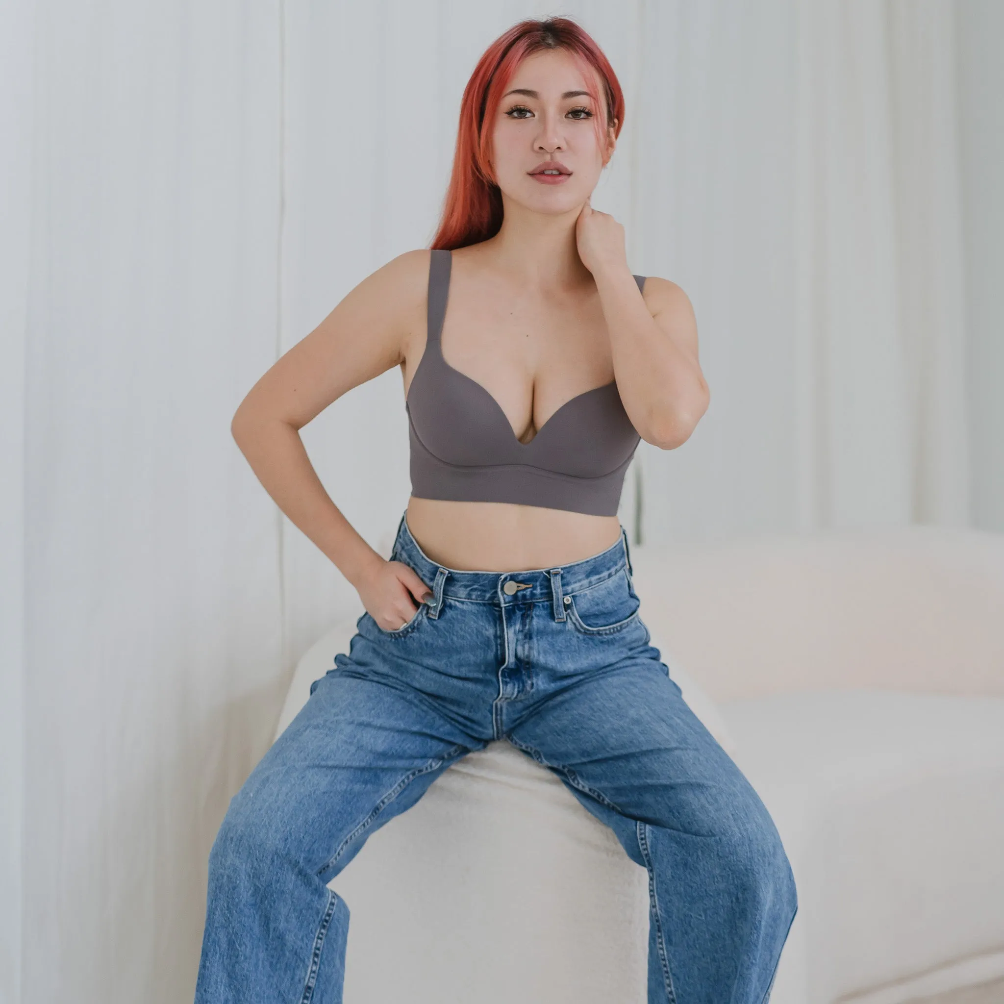 Support Plus! Low-Plunge U-Back Wireless Bra in Hojicha Buttercream