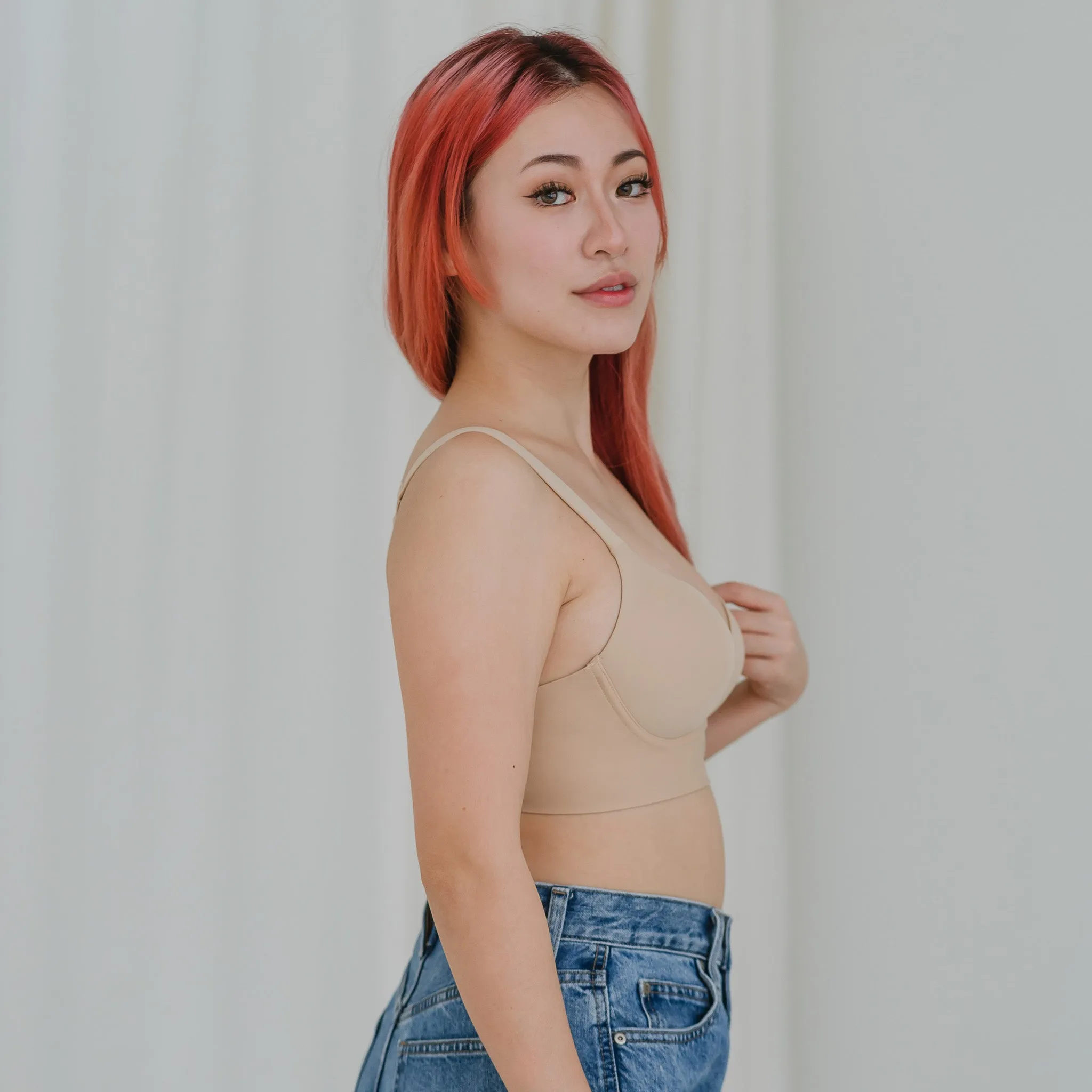 Support Plus! Low-Plunge U-Back Wireless Bra in Nude Buttercream
