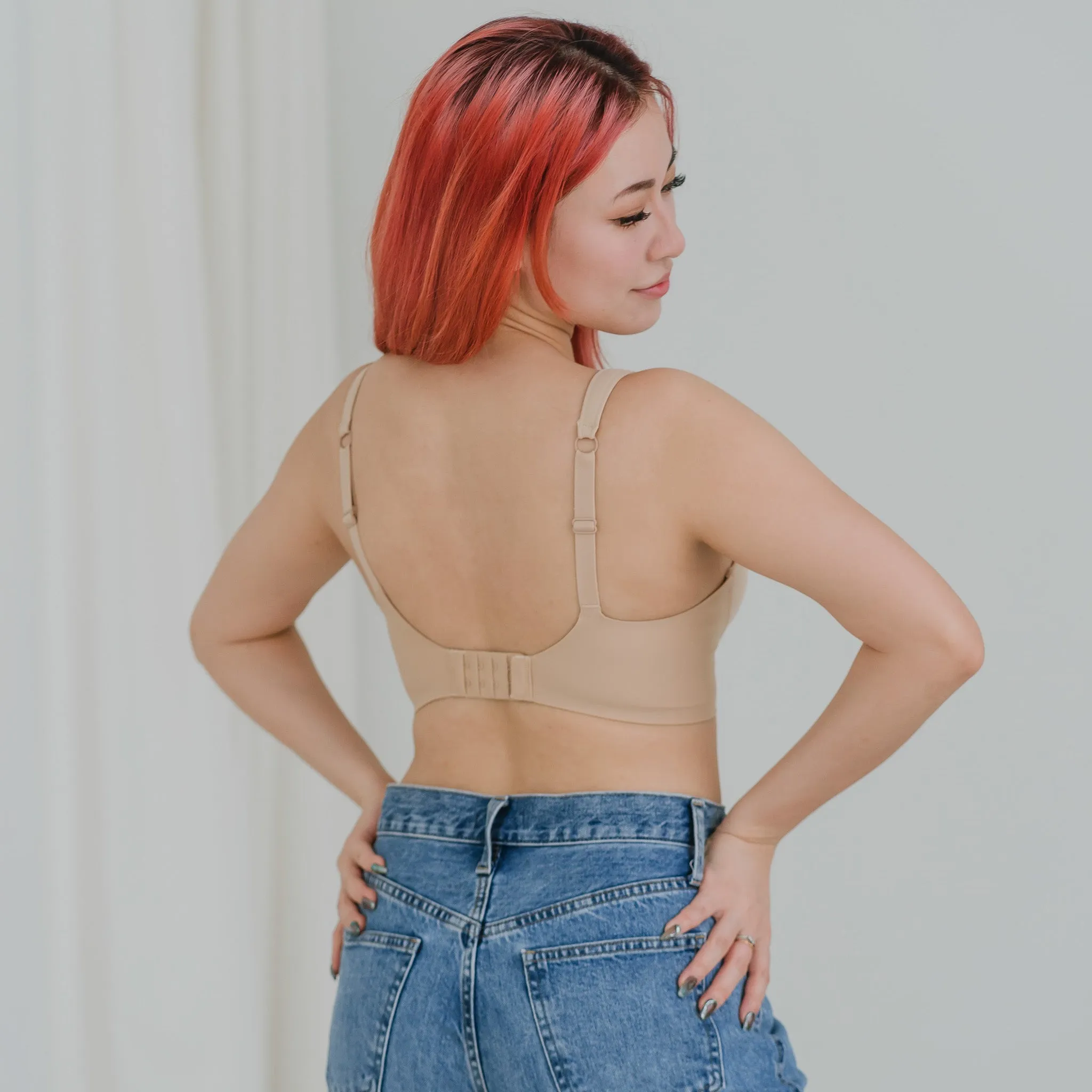 Support Plus! Low-Plunge U-Back Wireless Bra in Nude Buttercream