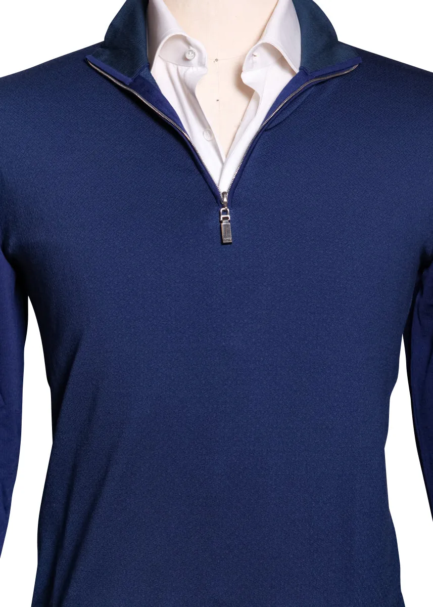 Svevo Parma Blue 1/4 Zip Sweater