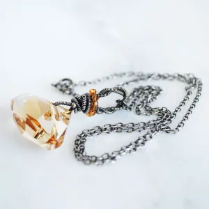 Swarovski topaz and silver pendant necklace
