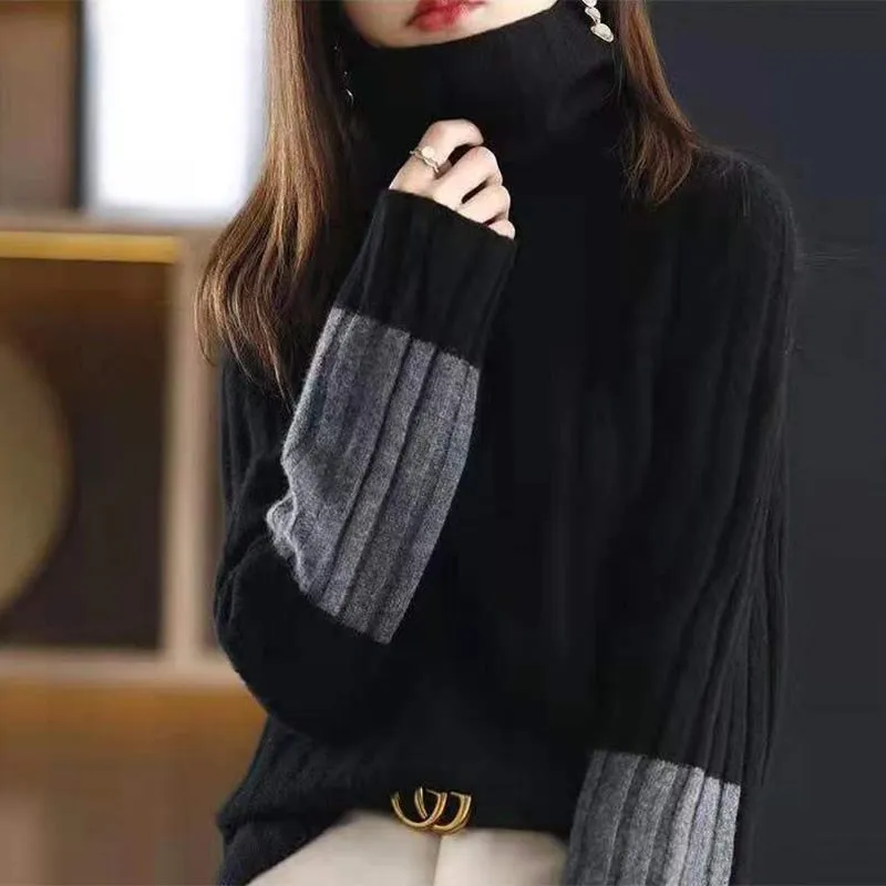 Sweater with Modern Block Design for Women