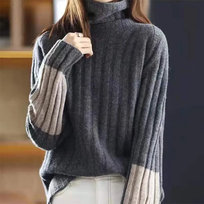 Sweater with Modern Block Design for Women