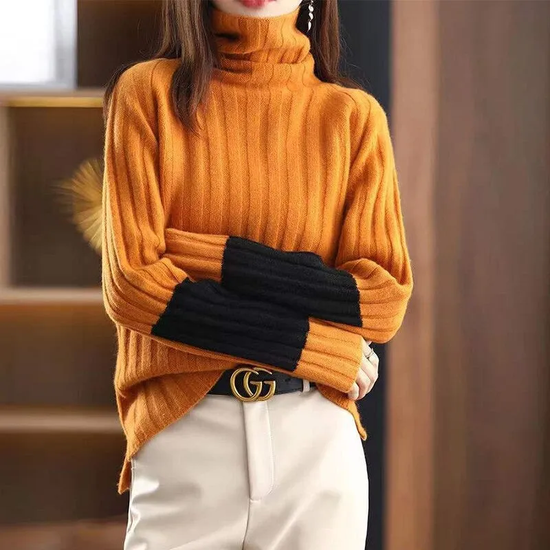 Sweater with Modern Block Design for Women