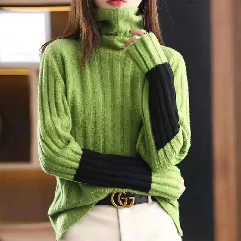 Sweater with Modern Block Design for Women