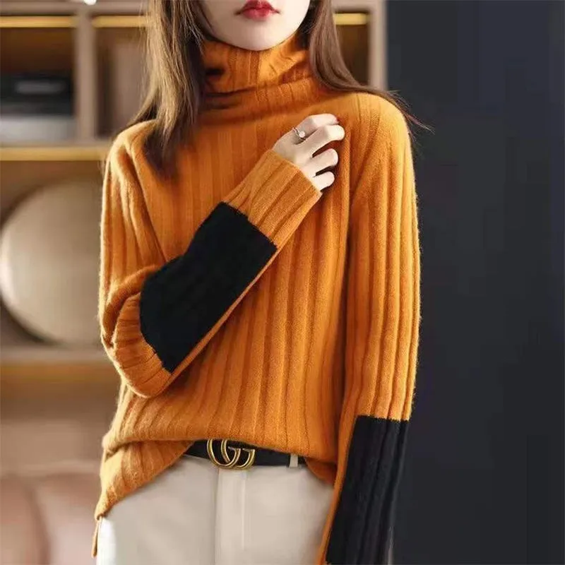 Sweater with Modern Block Design for Women