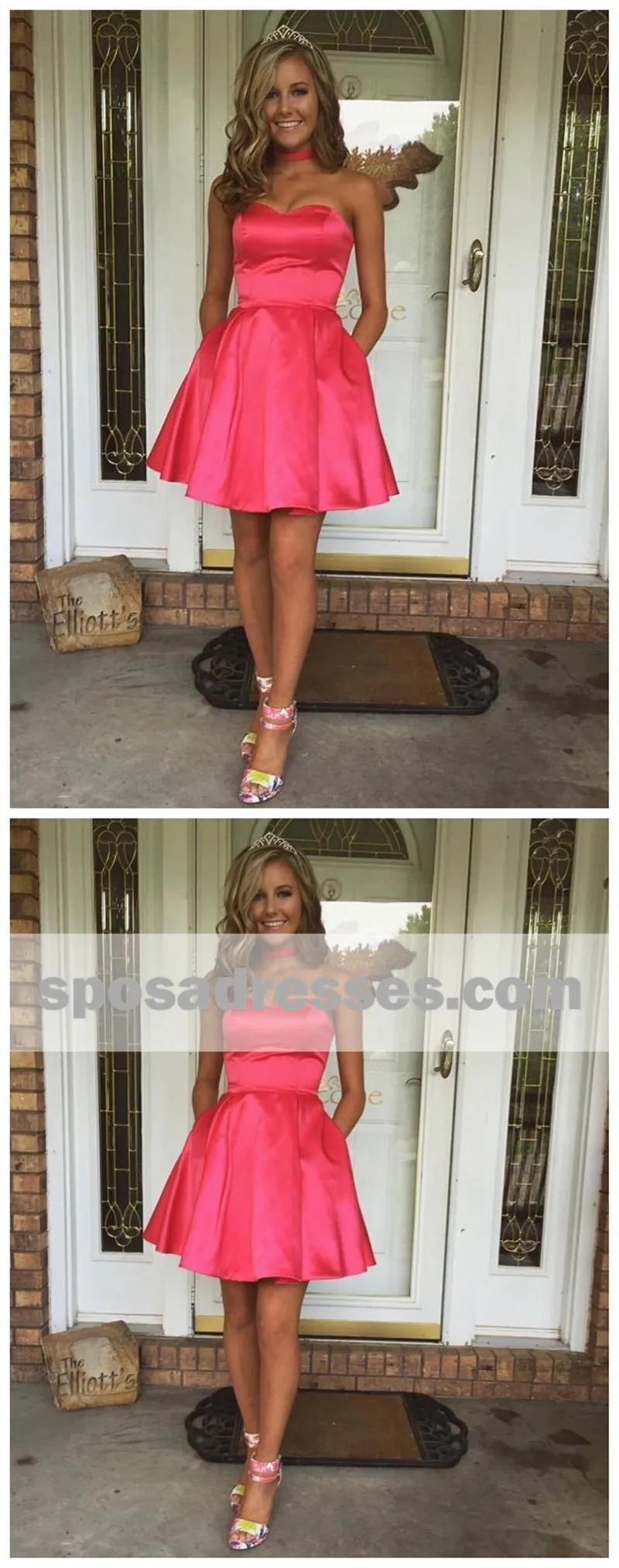 Sweetheart Simple Cute Cheap Short Red Homecoming Dresses Under 100, BDY0331
