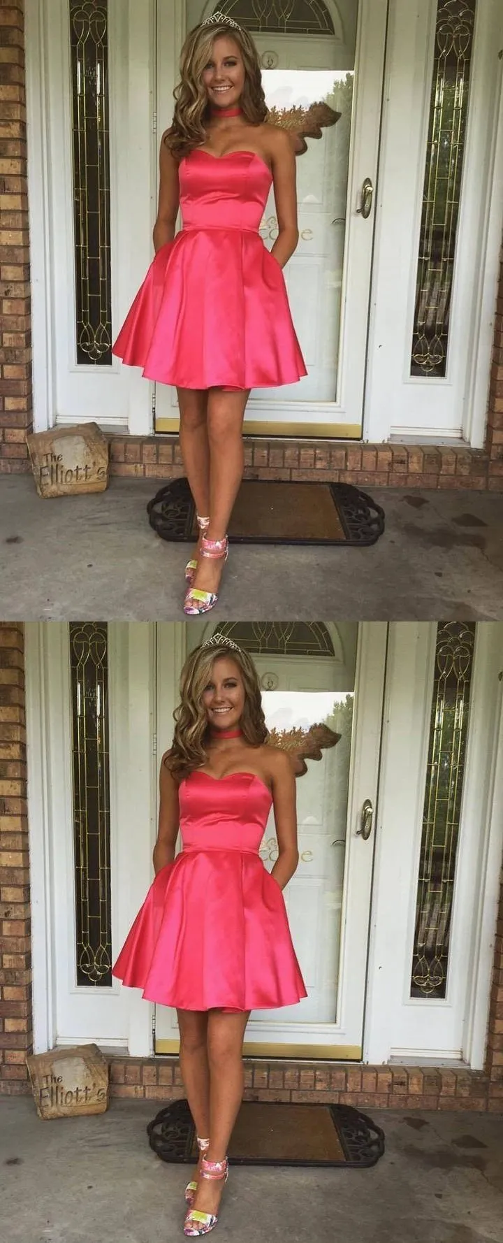 Sweetheart Simple Cute Cheap Short Red Homecoming Dresses Under 100, CM533