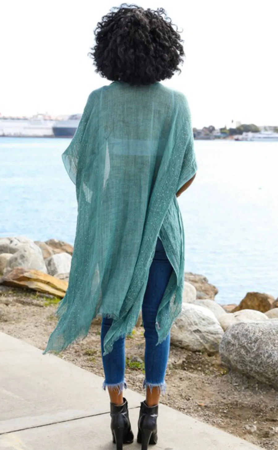 Teal "Chemono" with sparkles