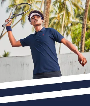 TechnoSport Polo Neck Half Sleeve Dry Fit T Shirt for Men OR-11 (Navy Blue)