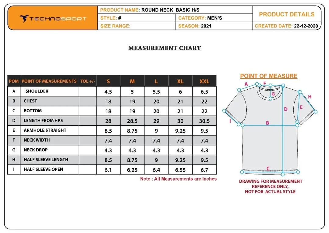 TechnoSport Polo Neck Half Sleeve Dry Fit T Shirt for Men OR-11 (Navy Blue)