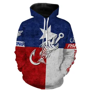 Texas fishing Fish hook skull reaper vintage flag Custom Name Fishing shirts | Hoodie - NPQ762