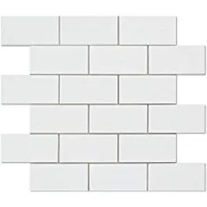 Thassos White Greek Marble 2 X 4 Brick Mosaic Tile, Polished