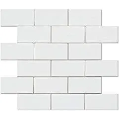 Thassos White Greek Marble 2 X 4 Brick Mosaic Tile, Polished