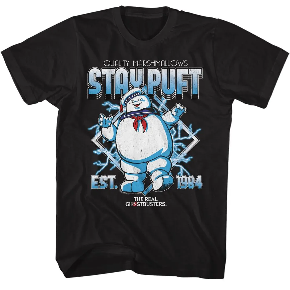 The Real Ghostbusters RGB Stay Puft Electricity Black T-Shirt