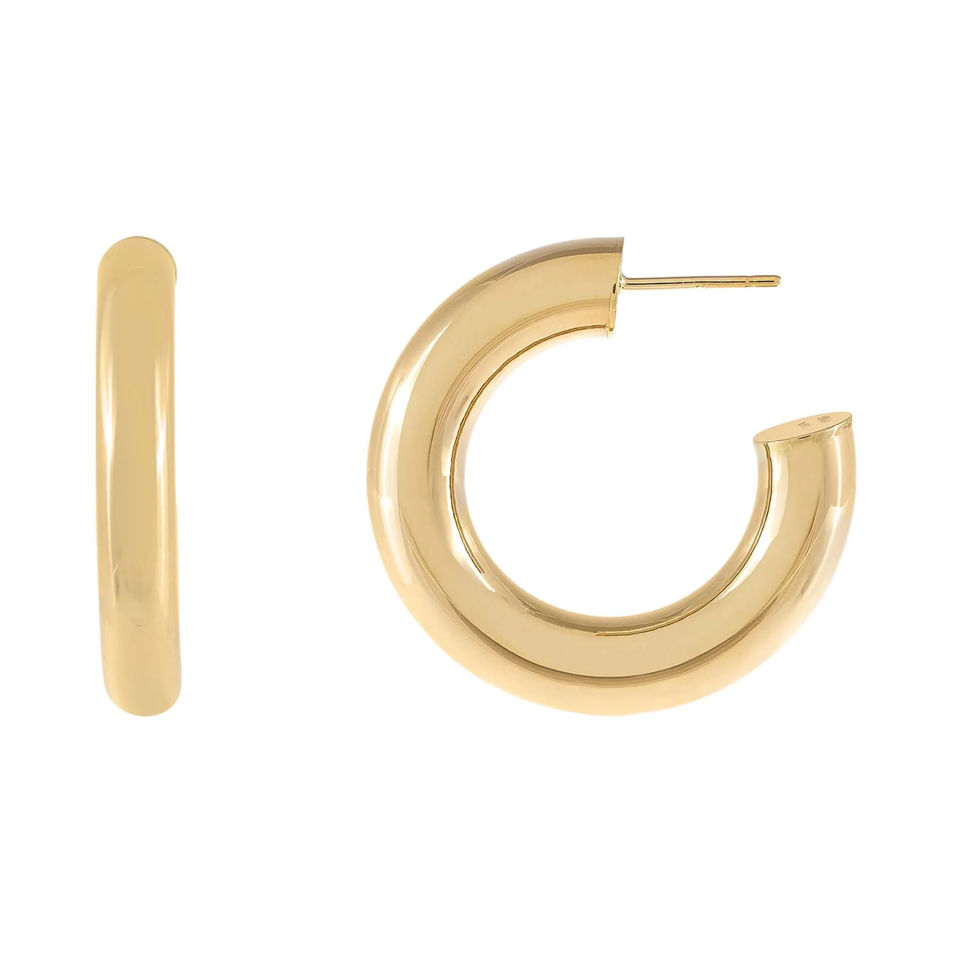 Thick Hollow Hoop Earring 14K
