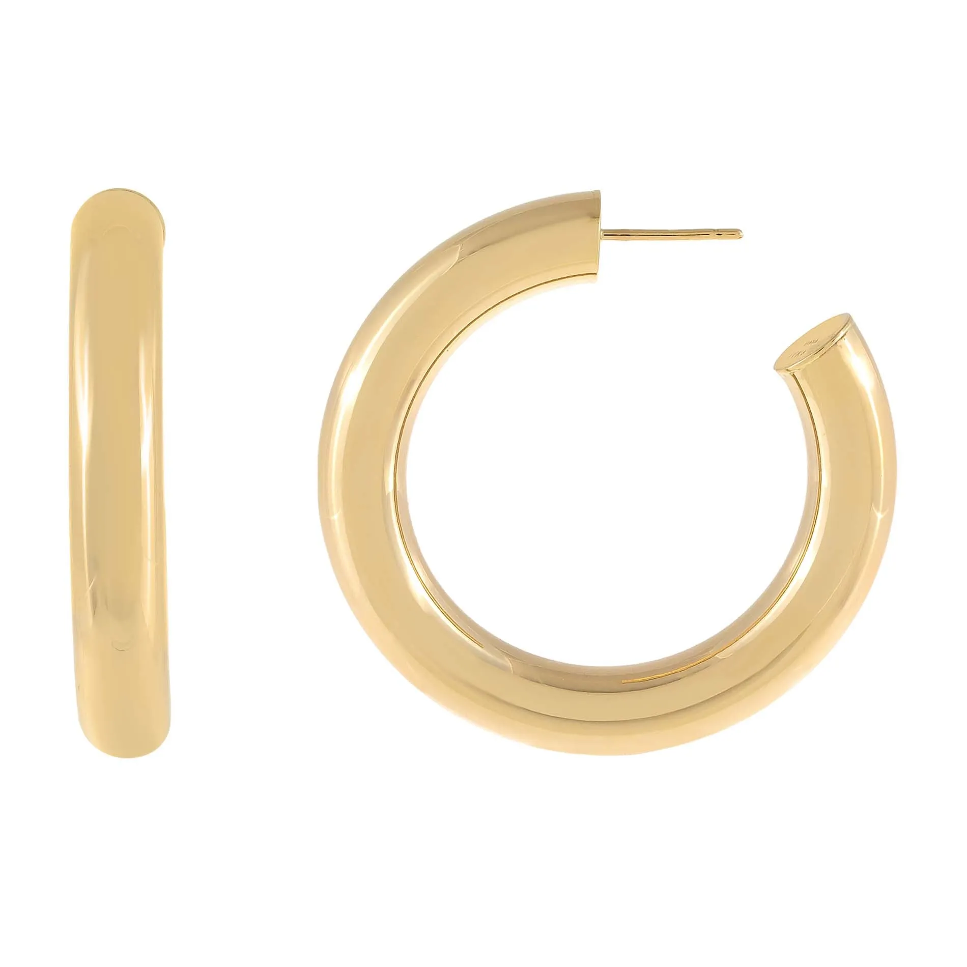 Thick Hollow Hoop Earring 14K