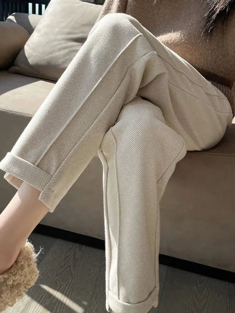 Tia™ | Chic High-Waisted Tweed Trousers