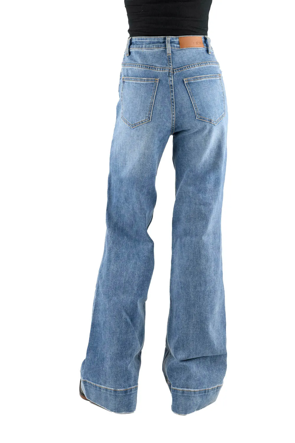 Tin Haul Womens Claire Angled Side Seam Blue Cotton Blend Jeans
