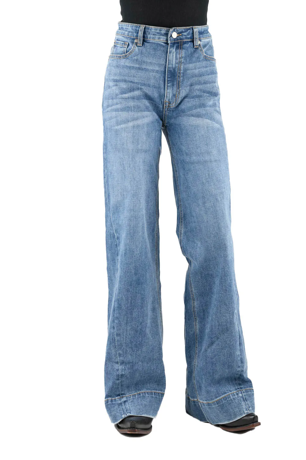 Tin Haul Womens Claire Angled Side Seam Blue Cotton Blend Jeans