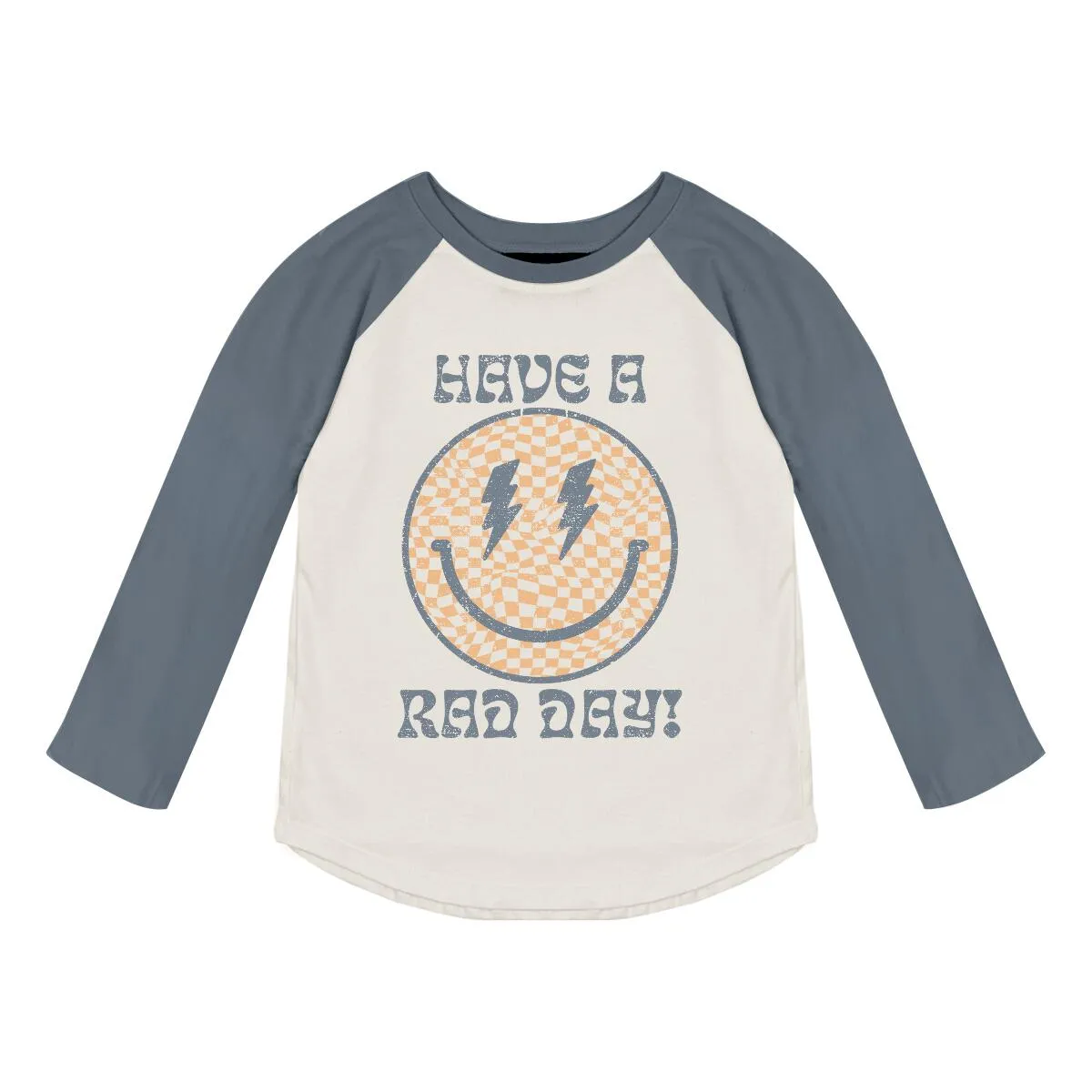 Tiny Whales Have a Rad Day L/S Raglan - Natural / Navy