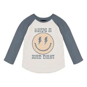 Tiny Whales Have a Rad Day L/S Raglan - Natural / Navy