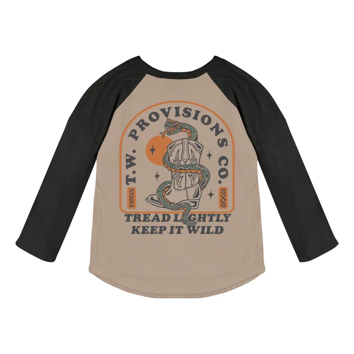Tiny Whales Tread Lightly L/S Raglan - Clay / Vintage Black