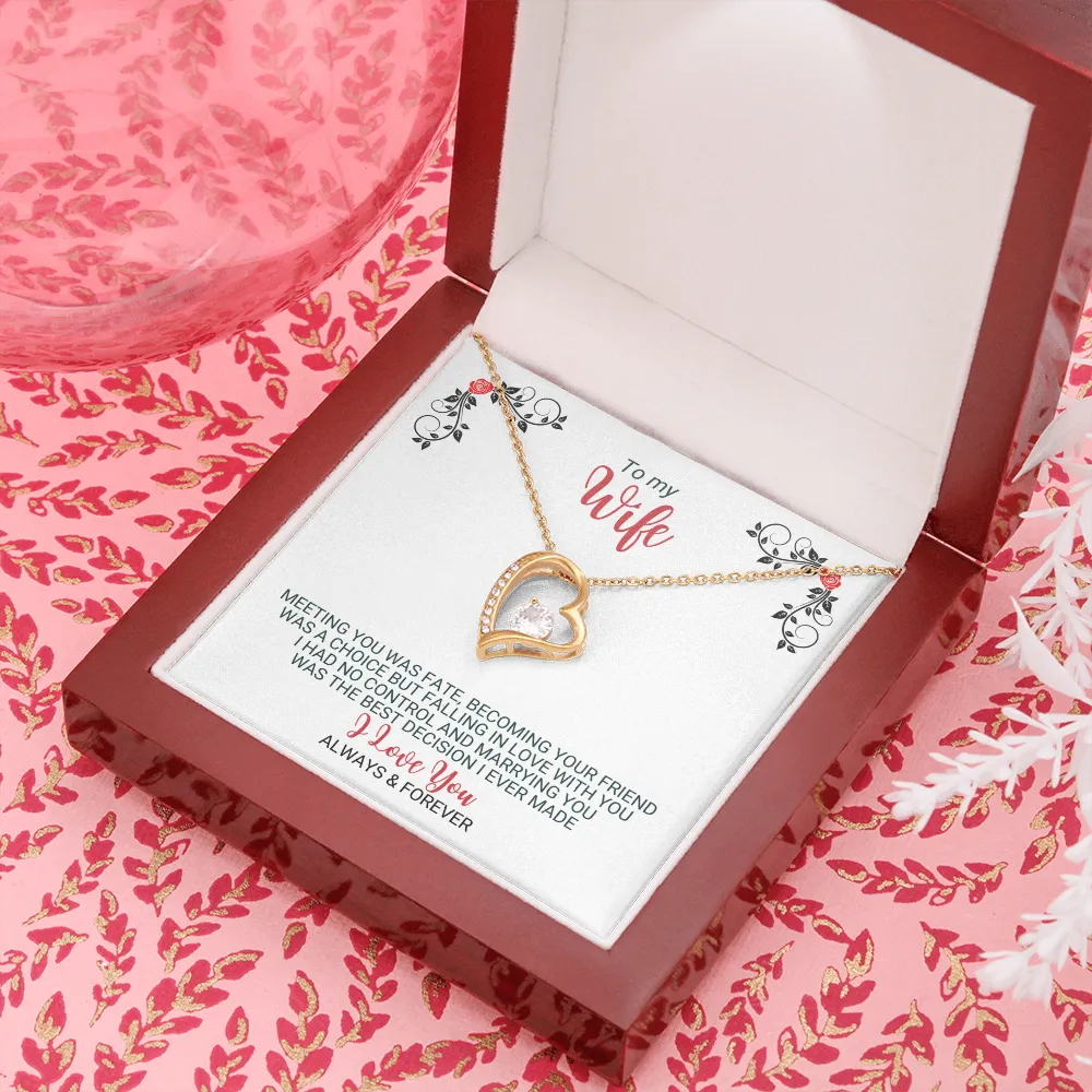 To My Wife - Best Decision Ever - Heart Necklace - FLHNWifeM24