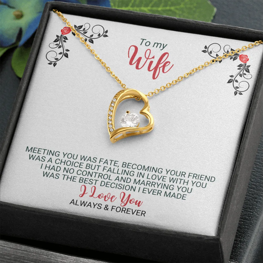 To My Wife - Best Decision Ever - Heart Necklace - FLHNWifeM24